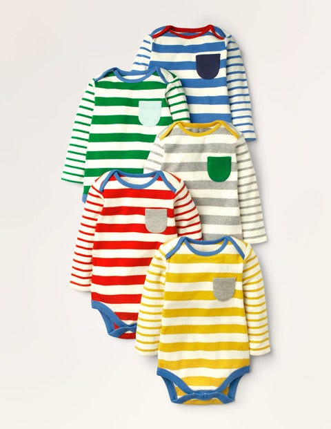 보덴 베이비 아기옷 Boden Stripy 5 Pack Bodies - Multi Stripe