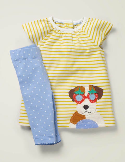 Big Appliqué Dress Set - White/Daffodil Dog Big Appliqué Dress Set - White/Daffodil Dog