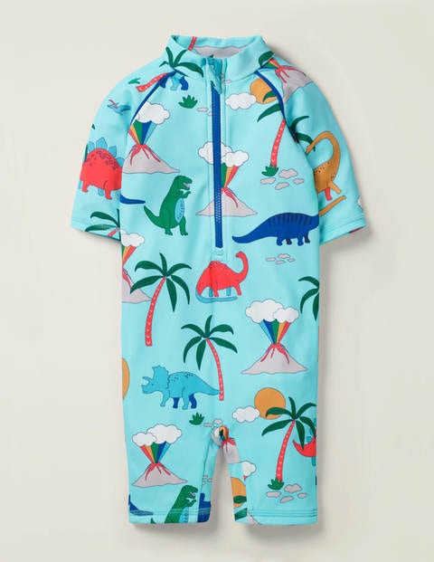 Sunsafe Summer Surfsuit - Bold Blue Dino Scene Sunsafe Summer Surfsuit - Bold Blue Dino Scene