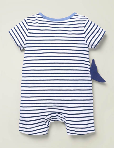 Animal Jersey Romper - White/College Navy Whale Animal Jersey Romper - White/College Navy Whale