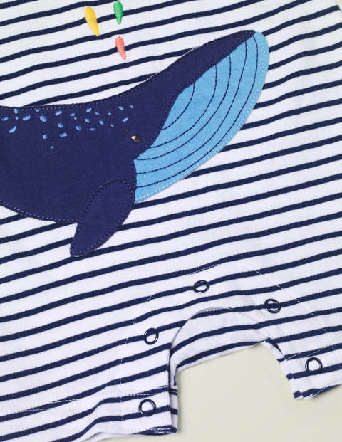 Animal Jersey Romper - White/College Navy Whale Animal Jersey Romper - White/College Navy Whale