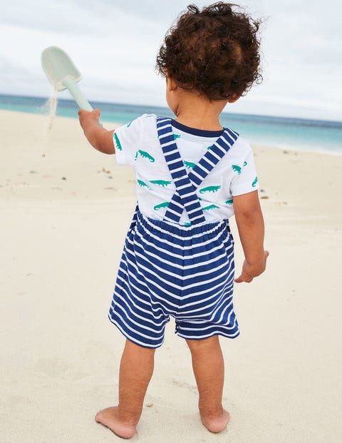 Summer Jersey Overalls Set - College Navy/White Summer Jersey Overalls Set - College Navy/White