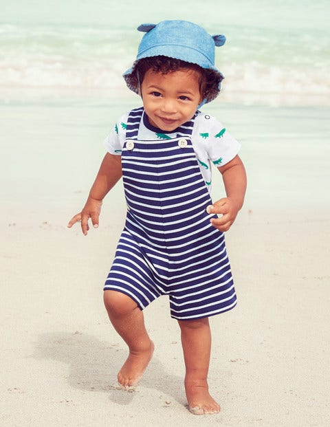 Summer Jersey Overalls Set - College Navy/White Summer Jersey Overalls Set - College Navy/White
