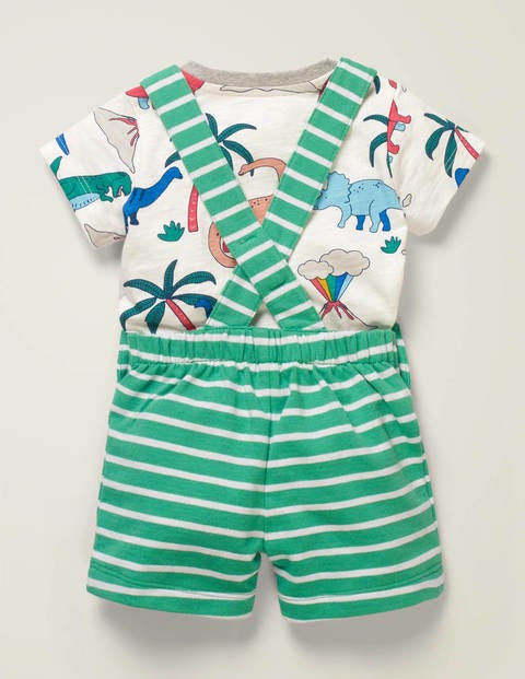 Summer Jersey Dungaree Set - Asparagus/White Summer Jersey Dungaree Set - Asparagus/White