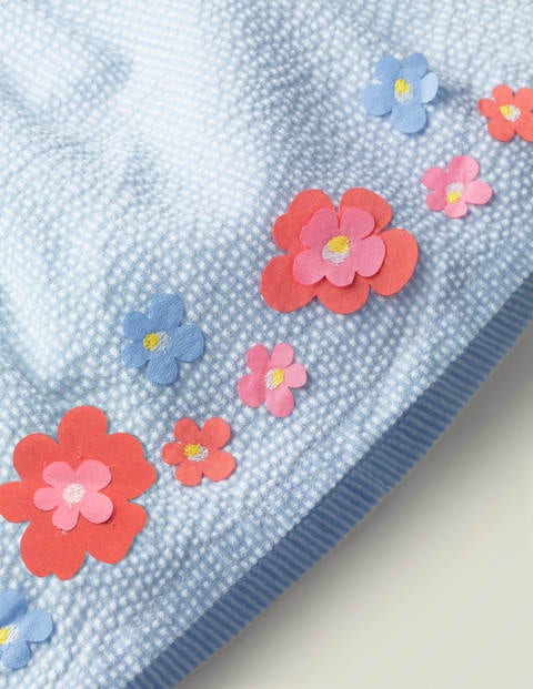 Holiday Appliqué Dress - Whisper Blue Ticking Floral Holiday Appliqué Dress - Whisper Blue Ticking Floral
