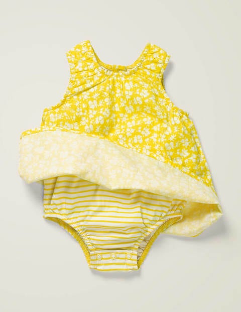 Robe 2-en-1 à imprimé floral - Motif floral vintage jaune jonquille Robe 2-en-1 à imprimé floral - Motif floral vintage jaune jonquille