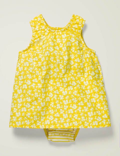 Robe 2-en-1 à imprimé floral - Motif floral vintage jaune jonquille Robe 2-en-1 à imprimé floral - Motif floral vintage jaune jonquille