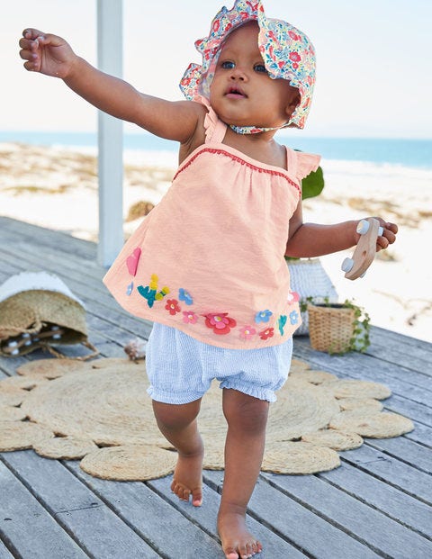 Flutter Appliqué Play Set - Provence Blue Ticking Floral Flutter Appliqué Play Set - Provence Blue Ticking Floral