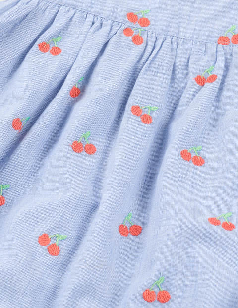Embroidered Romper - Chambray Embroidered Cherries Embroidered Romper - Chambray Embroidered Cherries