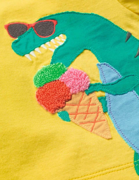 Fun Appliqué T-Shirt - Sweetcorn Yellow Dinosaur Fun Appliqué T-Shirt - Sweetcorn Yellow Dinosaur
