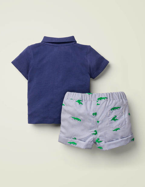 Ensemble Avec Polo En Piqué Et Short - Crocodile bleu tribord Ensemble Avec Polo En Piqué Et Short - Crocodile bleu tribord