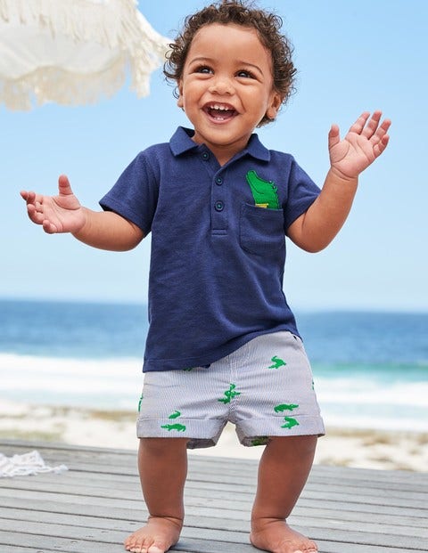Ensemble Avec Polo En Piqué Et Short - Crocodile bleu tribord Ensemble Avec Polo En Piqué Et Short - Crocodile bleu tribord