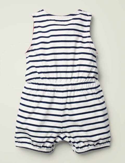 Stripy Jersey Romper - College Blue/White Stripy Jersey Romper - College Blue/White