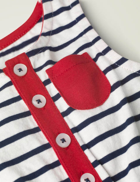 Stripy Jersey Romper - College Blue/White Stripy Jersey Romper - College Blue/White