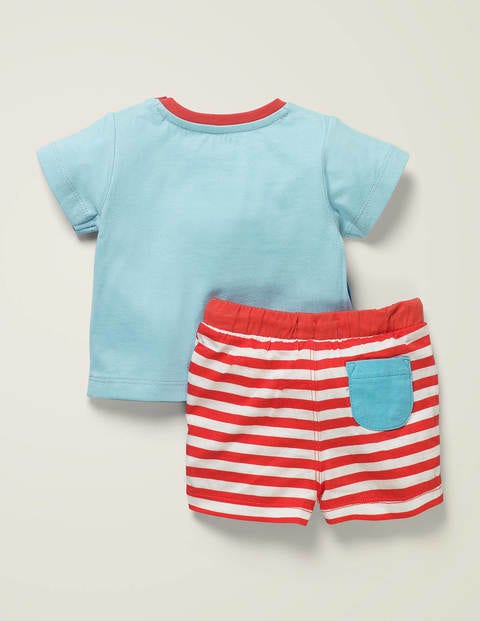 Set Mit Shorts Und Urlaubsapplikation - Helles Himmelblau, Wal Set Mit Shorts Und Urlaubsapplikation - Helles Himmelblau, Wal