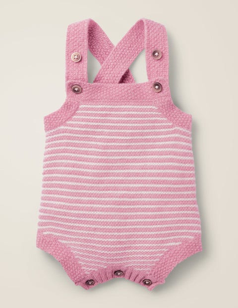 Knitted Cashmere Romper - Cherry Cream Pink/Ecru Knitted Cashmere Romper - Cherry Cream Pink/Ecru