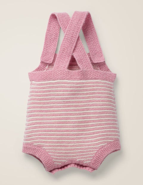 Knitted Cashmere Romper - Cherry Cream Pink/Ecru Knitted Cashmere Romper - Cherry Cream Pink/Ecru