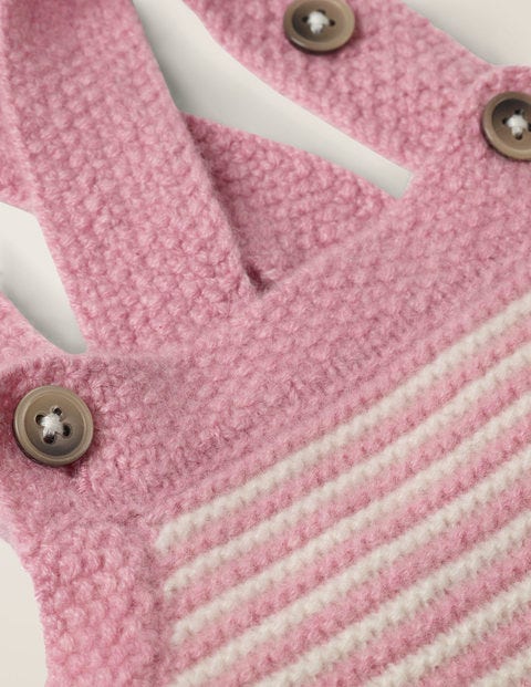 Knitted Cashmere Romper - Cherry Cream Pink/Ecru Knitted Cashmere Romper - Cherry Cream Pink/Ecru