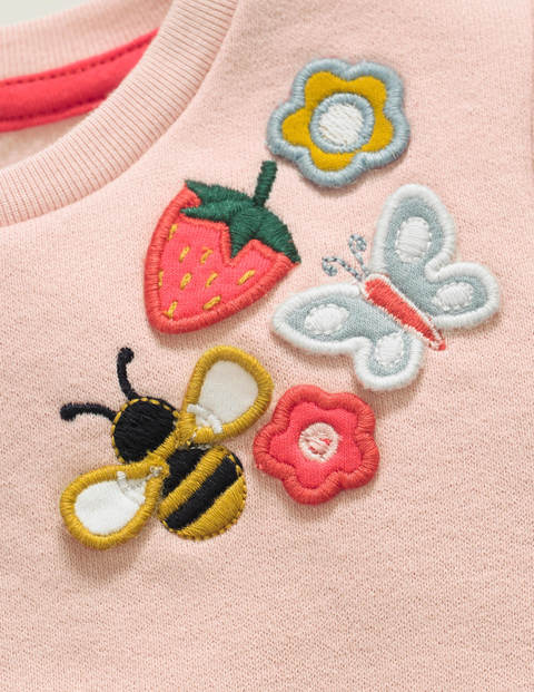 Embroidered Cosy Sweatshirt - Boto Pink Marl Embroidered Cosy Sweatshirt - Boto Pink Marl