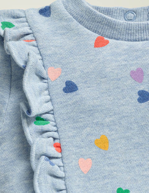 Printed Cosy Jersey Play Set - Blue Marl Scattered Heart Printed Cosy Jersey Play Set - Blue Marl Scattered Heart