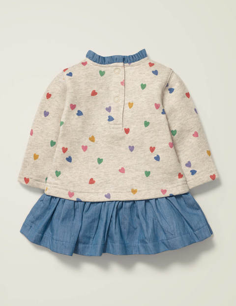Sweatshirt-Kleid - Mittlerer Faux-Uni/Bunt, Herzen Sweatshirt-Kleid - Mittlerer Faux-Uni/Bunt, Herzen