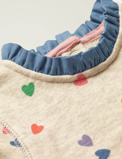 Sweatshirt-Kleid - Mittlerer Faux-Uni/Bunt, Herzen Sweatshirt-Kleid - Mittlerer Faux-Uni/Bunt, Herzen