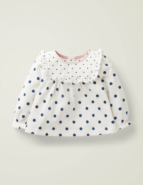Jersey Ruffle Top - Ivory/ College Navy Spot Jersey Ruffle Top - Ivory/ College Navy Spot