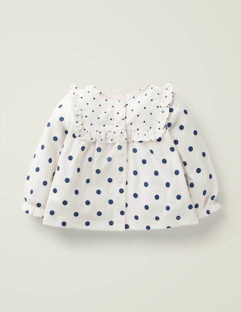 Jersey Ruffle Top - Ivory/ College Navy Spot Jersey Ruffle Top - Ivory/ College Navy Spot