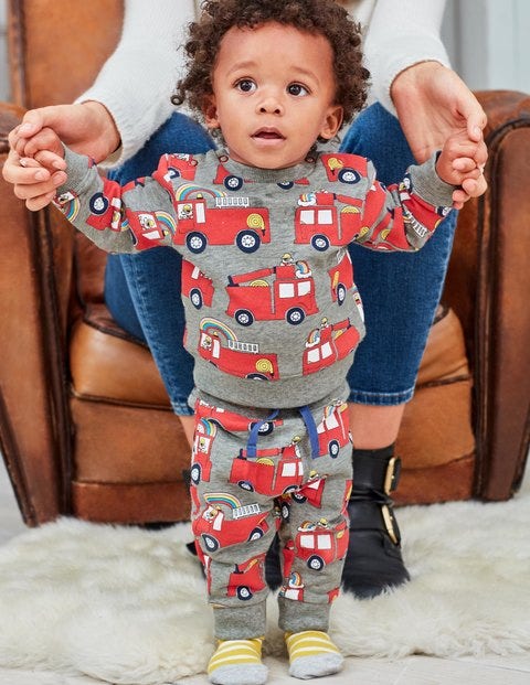 Cosy Jersey Play Set - Grey Marl Fire Engine Cosy Jersey Play Set - Grey Marl Fire Engine