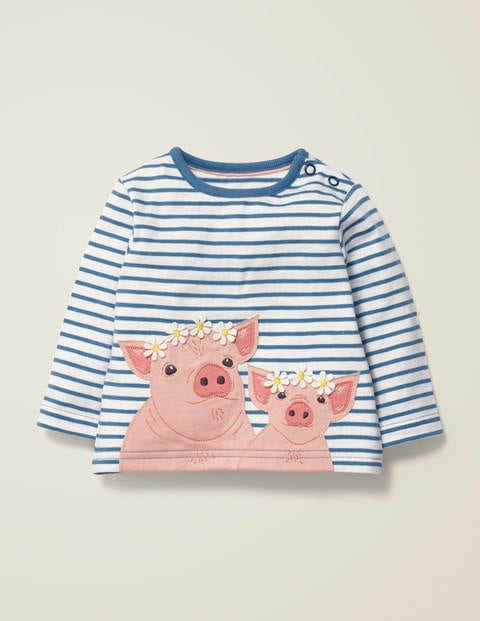 T-Shirt Mit Bauernhoftierapplikation - Naturweiß/Himmelblau T-Shirt Mit Bauernhoftierapplikation - Naturweiß/Himmelblau