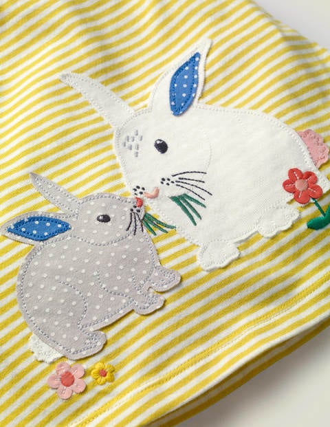 Appliqué Jersey Dress Set - Ivory/Sky Blue Bunny Appliqué Jersey Dress Set - Ivory/Sky Blue Bunny