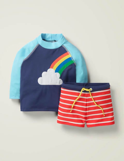 Sunsafe Rash Guard Set - Deep Sea Blue Rainbow Sunsafe Rash Guard Set - Deep Sea Blue Rainbow