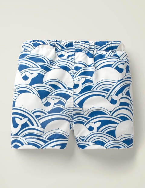 Bedruckte Badeshorts - Blau, Wale/Wellen Bedruckte Badeshorts - Blau, Wale/Wellen