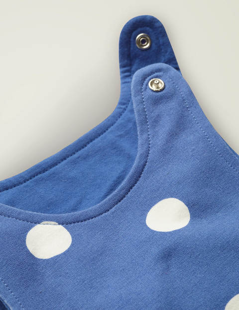 Unisex Jersey Dungarees - Sky Blue/Ivory Spot Unisex Jersey Dungarees - Sky Blue/Ivory Spot