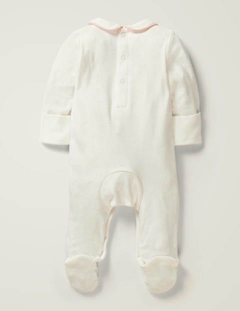 Girls Smocked Sleepsuit - Ivory Chicken Girls Smocked Sleepsuit - Ivory Chicken