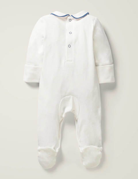 Boys Smocked Sleepsuit - Ivory Tractor Boys Smocked Sleepsuit - Ivory Tractor