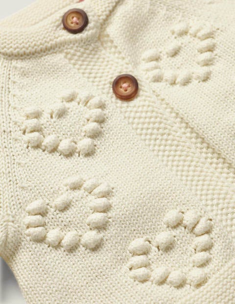 Textured Heart Cardigan - Ecru Marl Textured Heart Cardigan - Ecru Marl