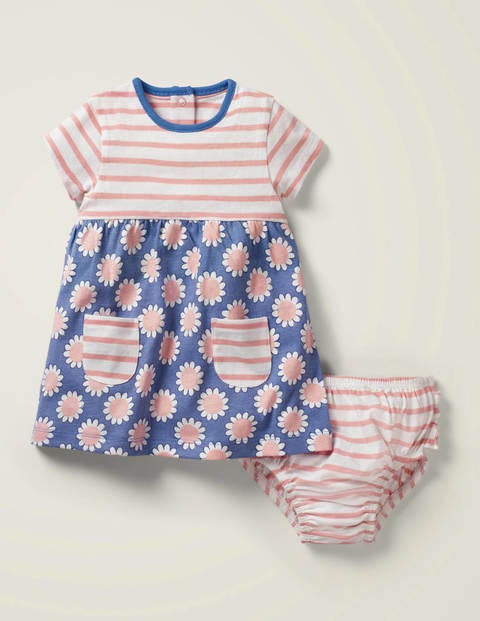 Hotchpotch Jersey Dress - Seascape Blue Daisy Dot Hotchpotch Jersey Dress - Seascape Blue Daisy Dot
