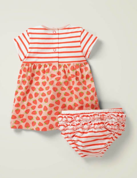 Hotchpotch Jersey Dress - Peach Melba Strawberries Hotchpotch Jersey Dress - Peach Melba Strawberries