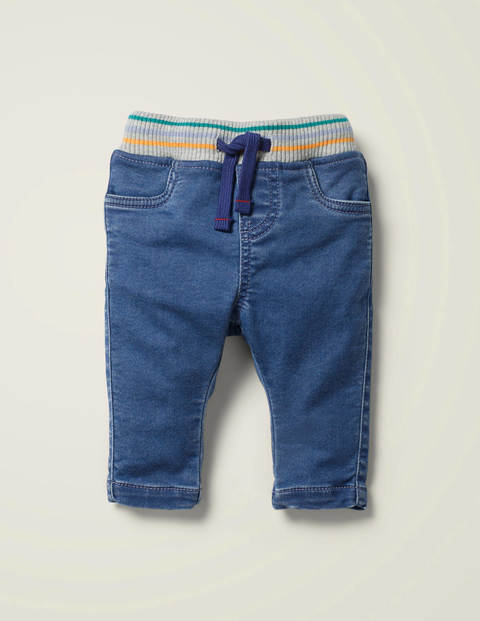 Rib-Waist Pull-On Trousers - Mid Denim Rib-Waist Pull-On Trousers - Mid Denim