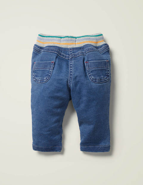 Rib-Waist Pull-On Trousers - Mid Denim Rib-Waist Pull-On Trousers - Mid Denim