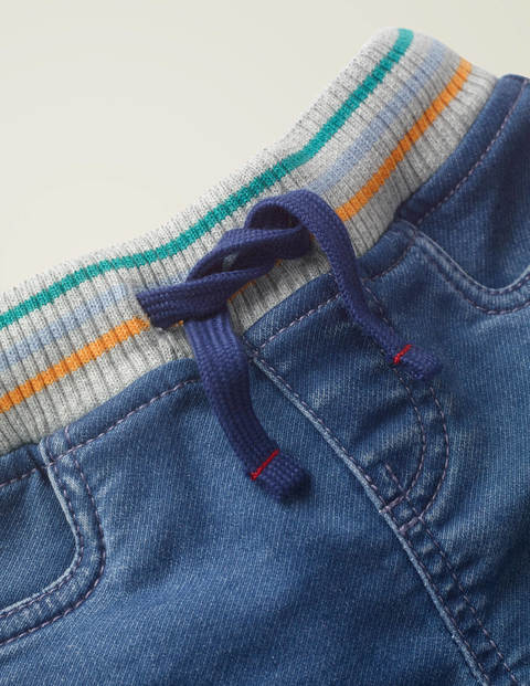 Rib-Waist Pull-On Trousers - Mid Denim Rib-Waist Pull-On Trousers - Mid Denim