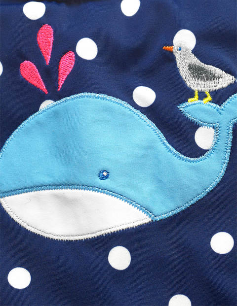 Ruffle Appliqué Swimsuit - Deep Sea/Ivory Spot Whale Ruffle Appliqué Swimsuit - Deep Sea/Ivory Spot Whale