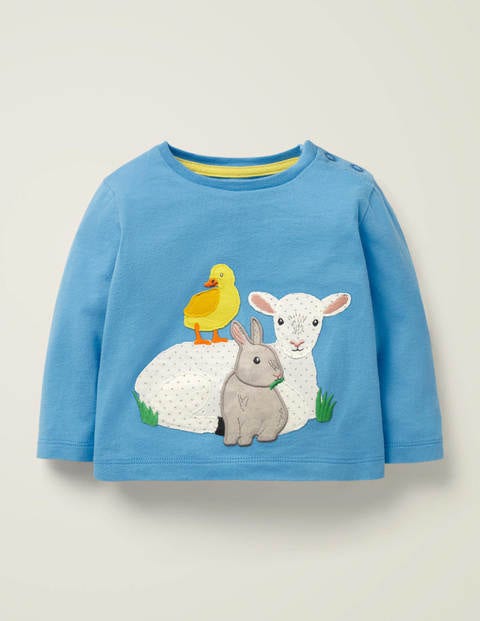 T-Shirt mit Tierapplikation - Surfbrett-Blau T-Shirt mit Tierapplikation - Surfbrett-Blau