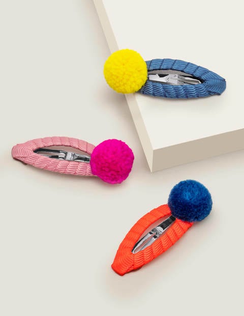 Haarclips Im 3Er-Pack - Bunt, Bommel Haarclips Im 3Er-Pack - Bunt, Bommel