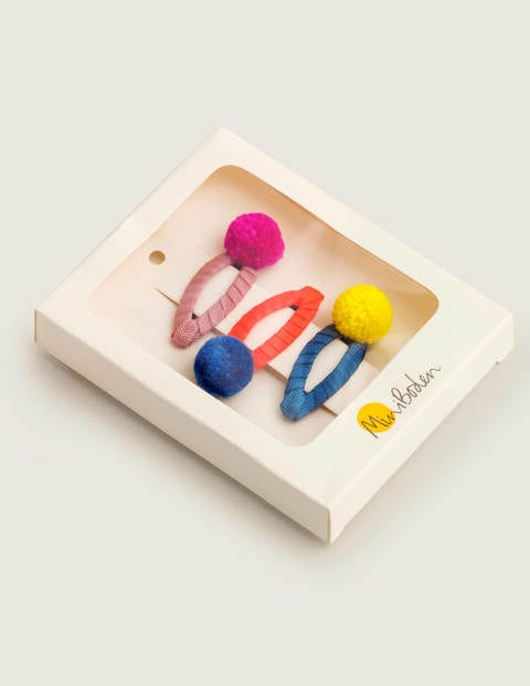 Haarclips Im 3Er-Pack - Bunt, Bommel Haarclips Im 3Er-Pack - Bunt, Bommel