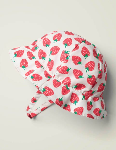 Printed Woven Hat - White/Emerald Strawberries Printed Woven Hat - White/Emerald Strawberries
