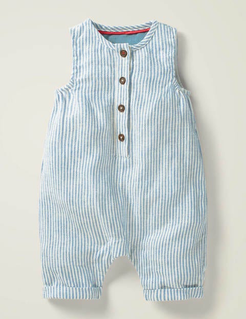 Stripy Woven Romper - Lake Blue Ticking Stripy Woven Romper - Lake Blue Ticking