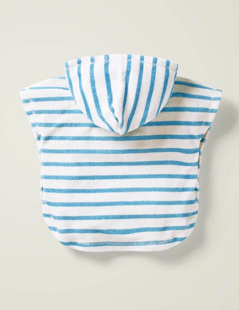 Origineller Frottee-Kapuzenponcho - Naturweiß/Surfbrett-Blau, Krabbe Origineller Frottee-Kapuzenponcho - Naturweiß/Surfbrett-Blau, Krabbe