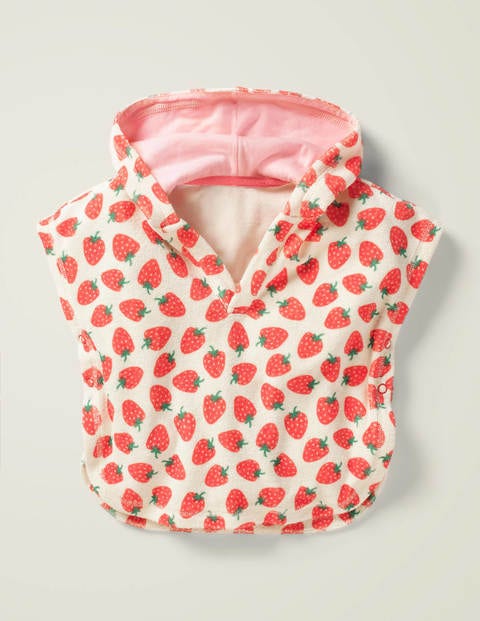 Frottee-Kapuzenponcho - Rot, Erdbeeren Frottee-Kapuzenponcho - Rot, Erdbeeren